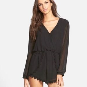 ASTR Long Sleeve Sheer Romper SZ XS